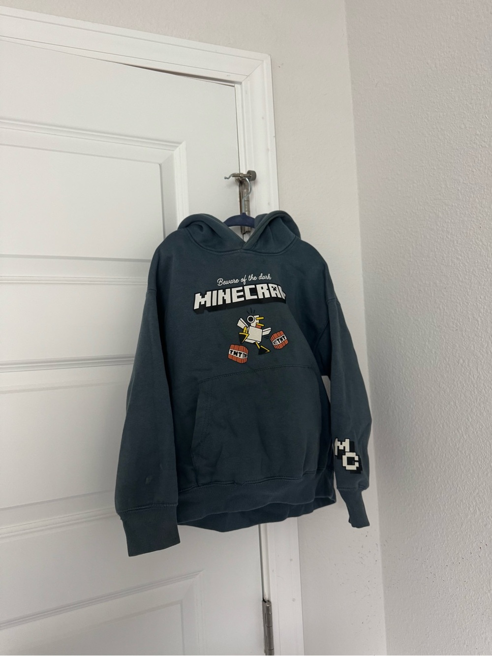 Zara Kids Dark Teal Minecraft Hoodie with Graphic